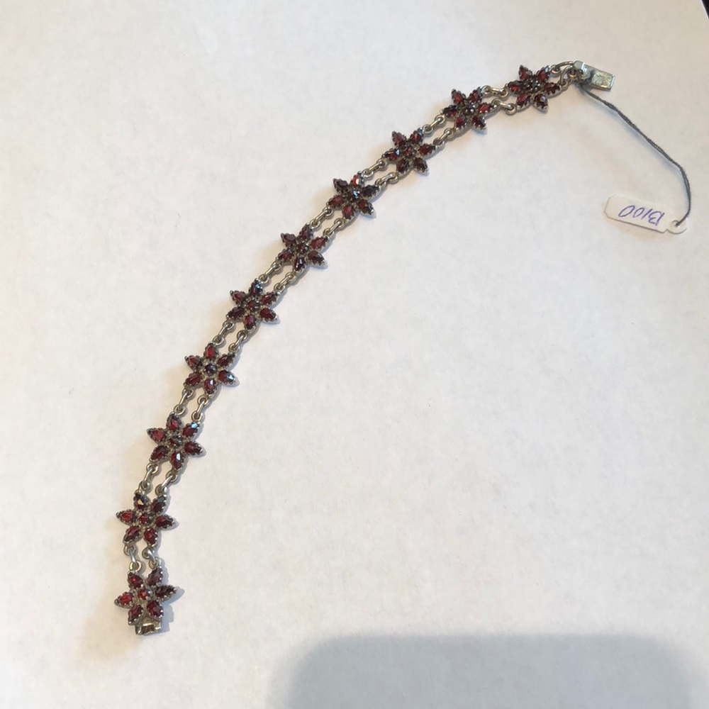Silver garnet bracelet
